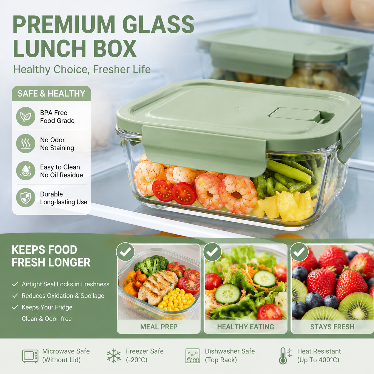 Meal Prep Weight Loss - High Borosilicate Glass Airtight Leakproof Meal
