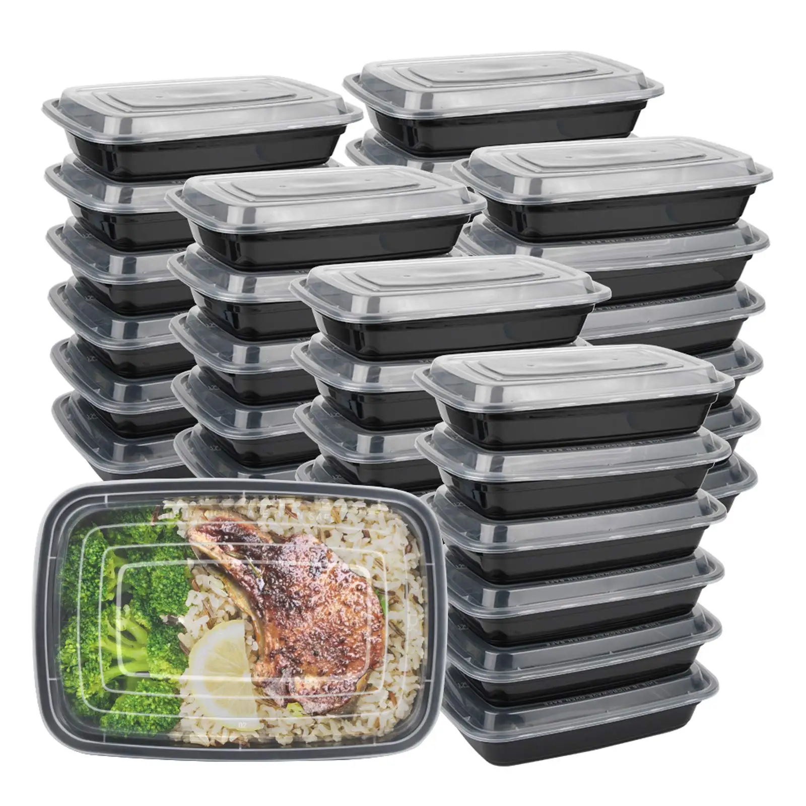 Meal Prep Kit - 10PCS Plastic Disposable Food Containers Black