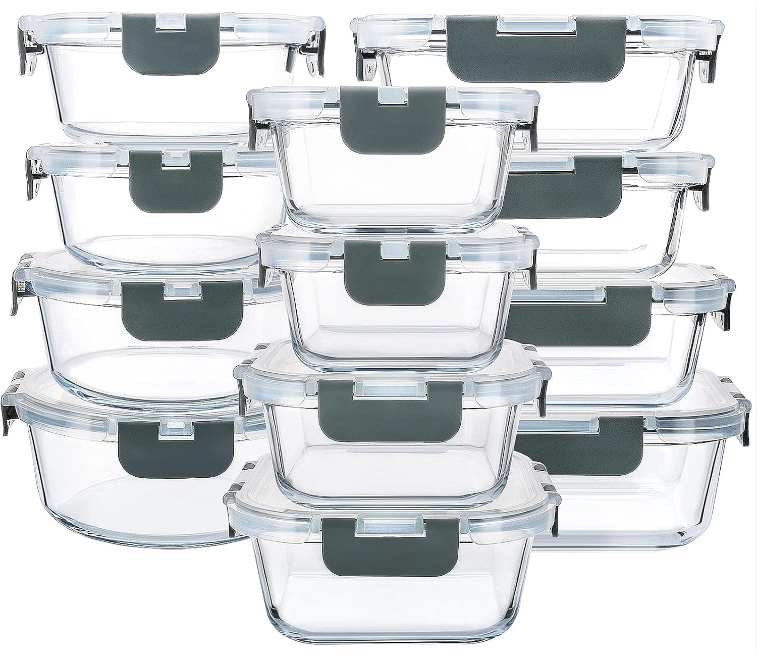 Meal Prep Kit - 24-Piece Glass Food Storage Containers with