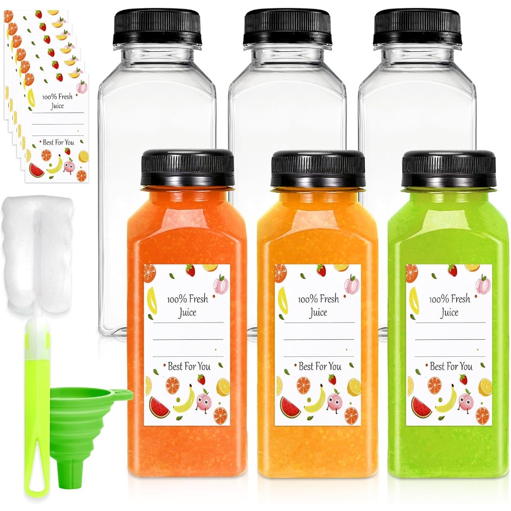 Meal Prep Juice - Reusable 12oz Plastic Juice Bottles with