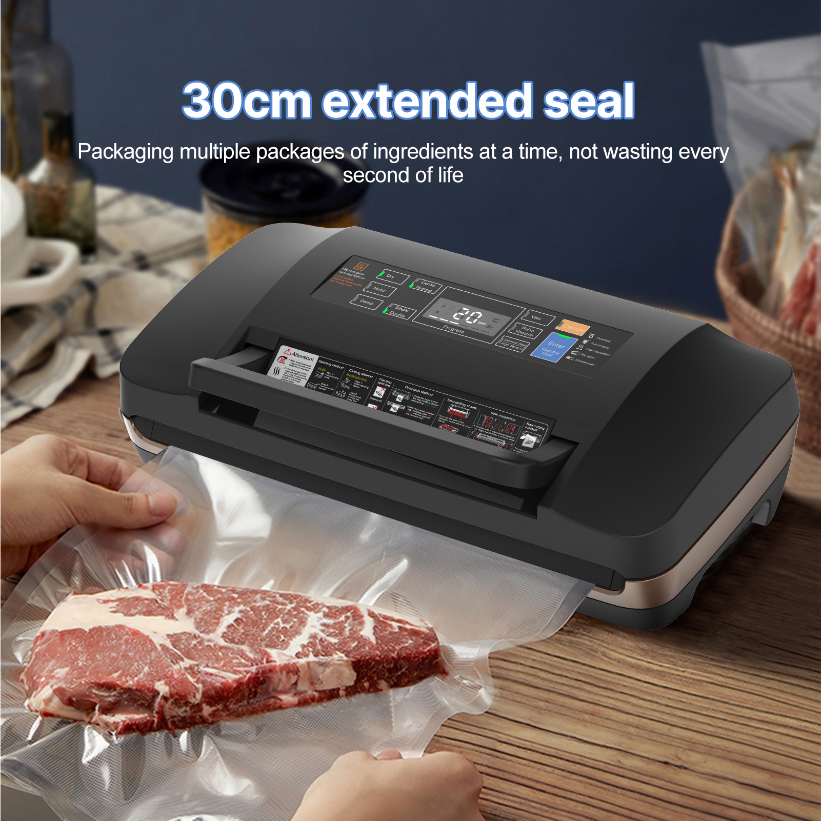 Meal Prep Vacuum Seal Containers - Food Vacuum Sealer Machine with Dry/Wet