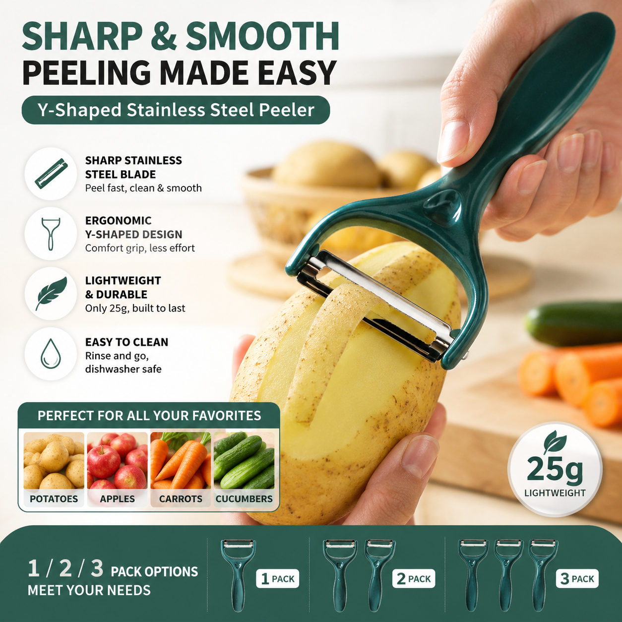 Meal Prep Potatoes - Y Vegetable Peeler Stainless Steel Blade