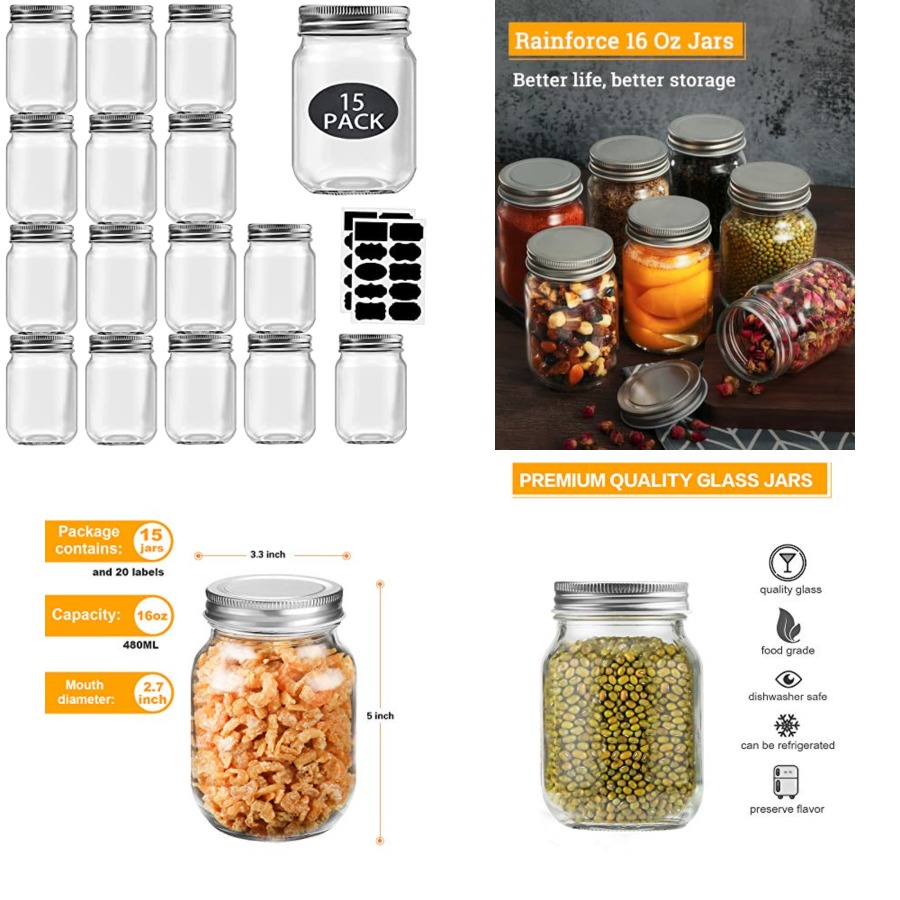 16 oz Mason Jars With Lids Reg – Meal Prep Bulking recenzja i cena