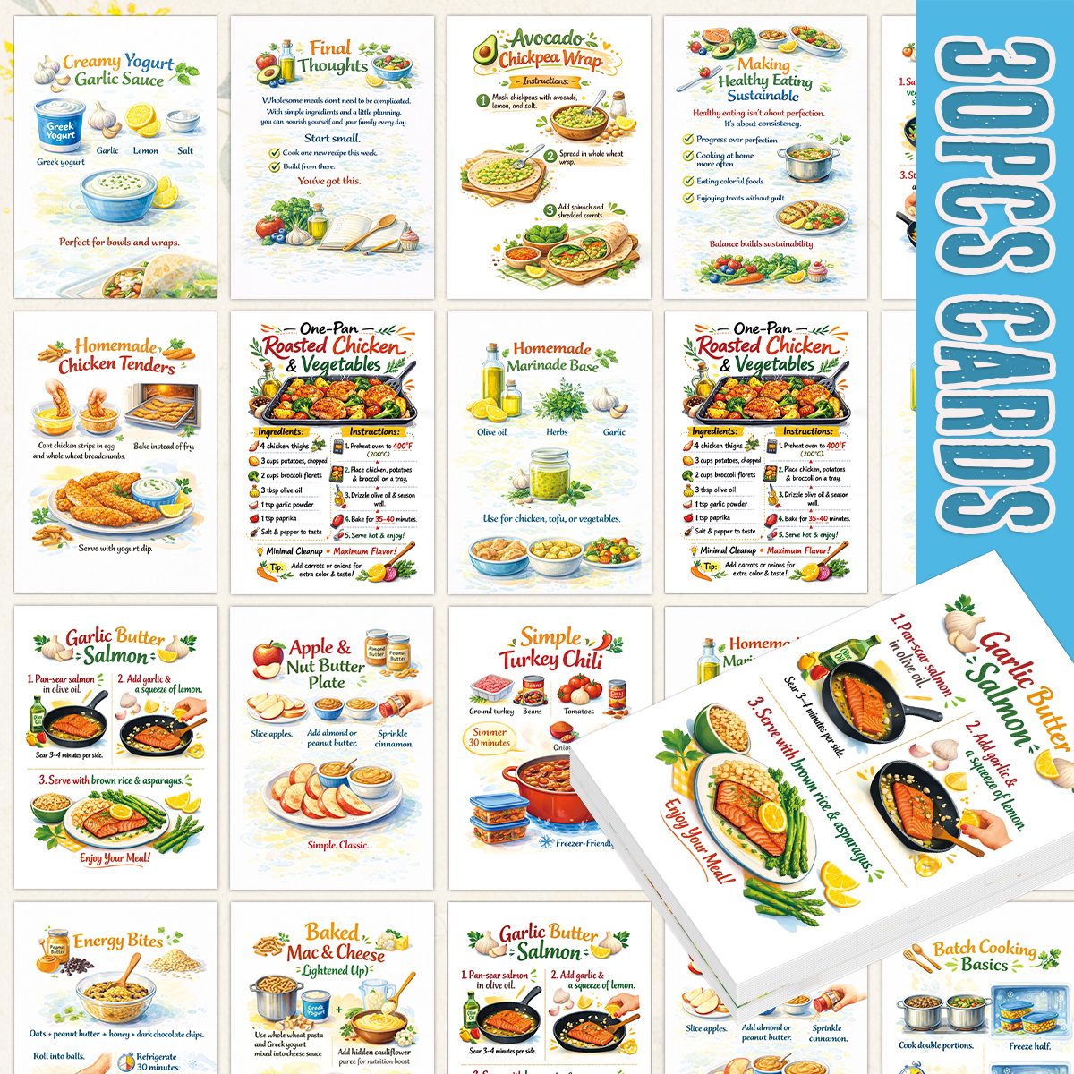 30pcs Wholesome Meals Recipe C – Meal Prep Recipes Healthy recenzja i cena