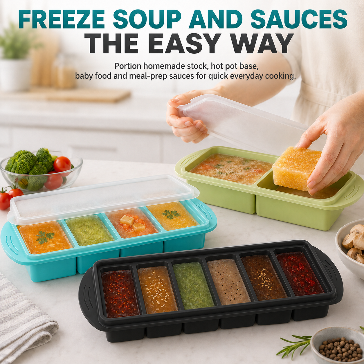 3 Pack Silicone Freezer Trays  – Meal Prep Kit recenzja i cena