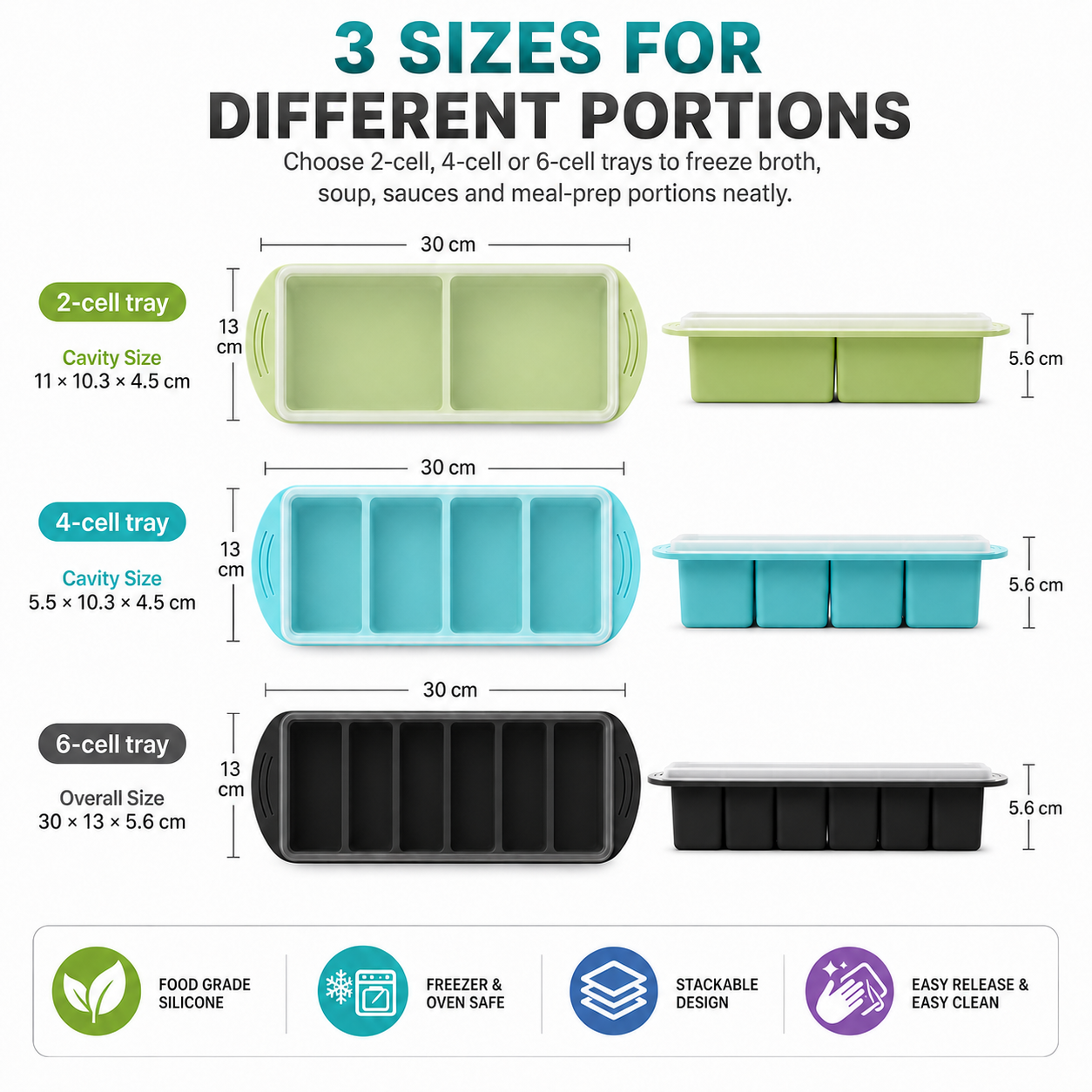 3 Pack Silicone Freezer Trays  – Meal Prep Kit recenzja i cena