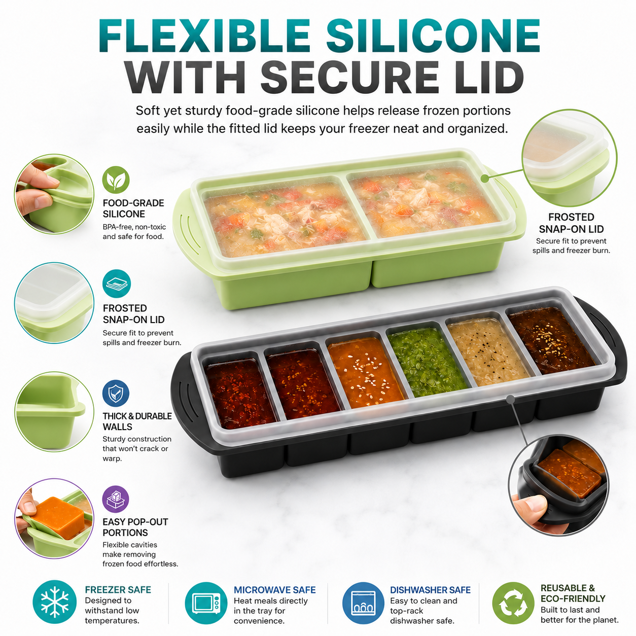3 Pack Silicone Freezer Trays  – Meal Prep Kit recenzja i cena