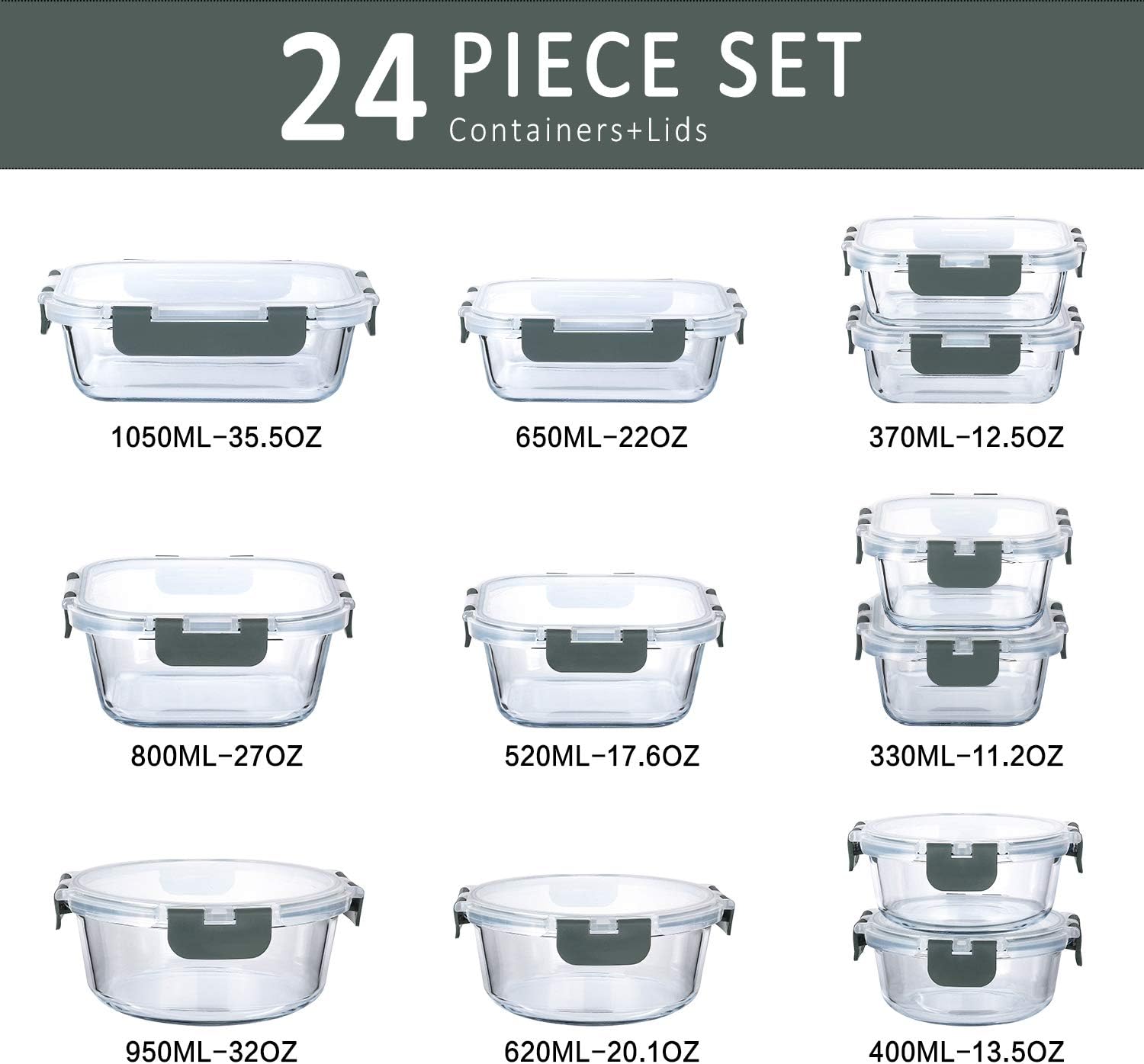 24-Piece Glass Food Storage Co – Meal Prep Kit recenzja i cena
