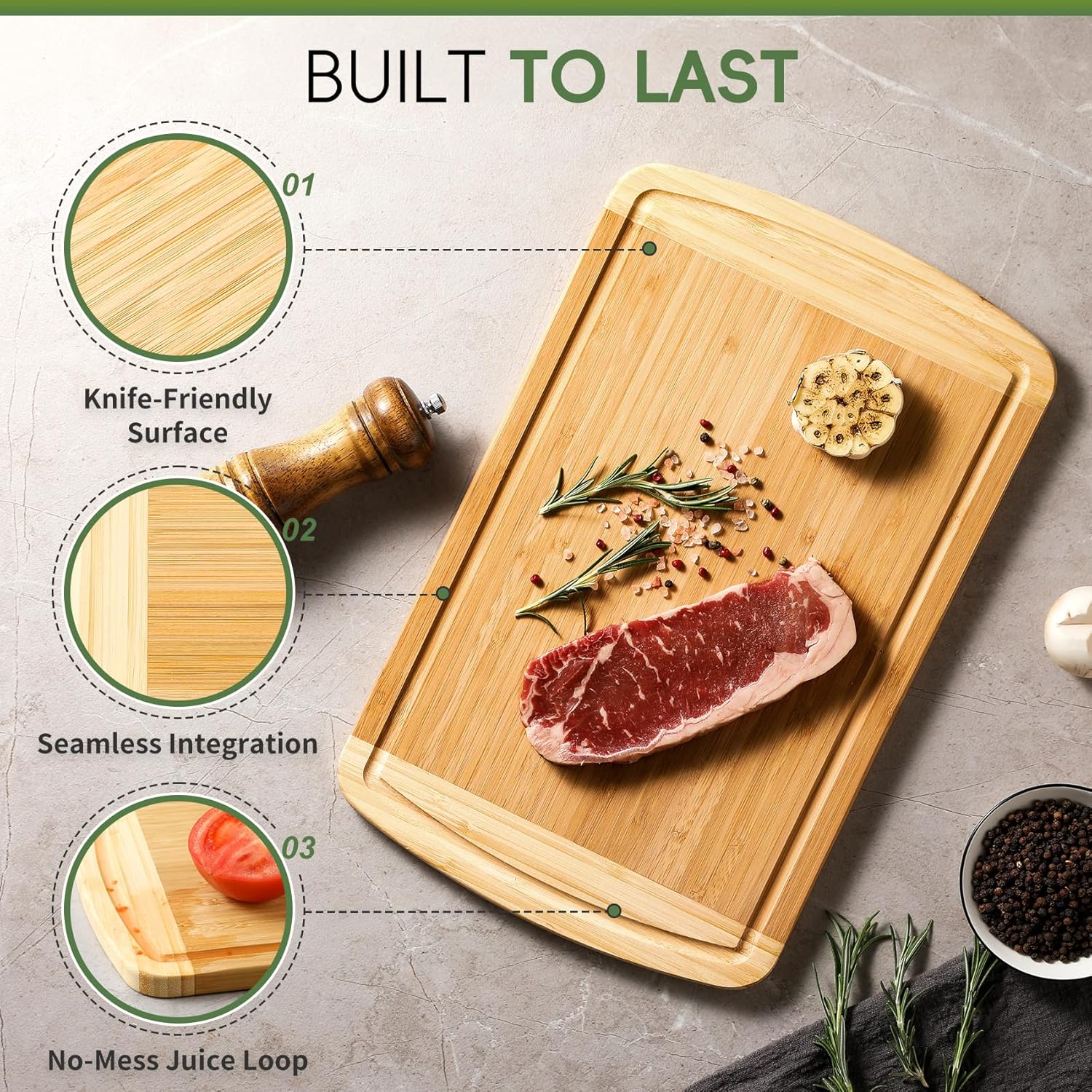 Large Bamboo Cutting Board for – Meal Prep Juice recenzja i cena