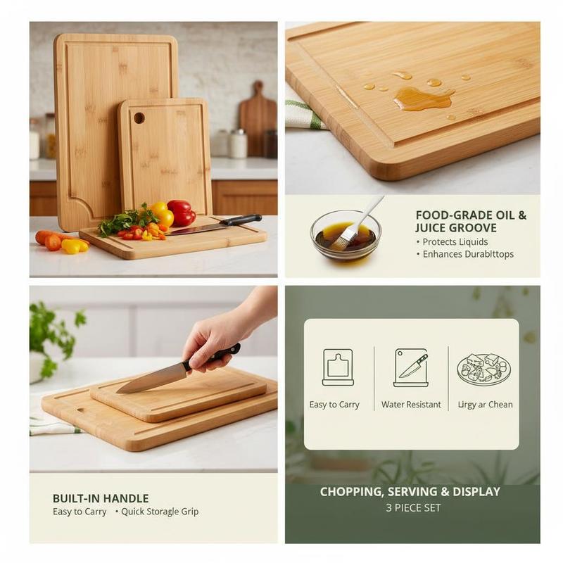 Bamboo Chopping Block Set 3 Pi – Meal Prep Juice recenzja i cena